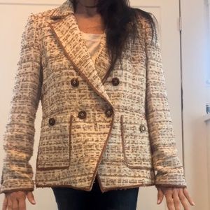 Veronica Beard Woven Tweed Cutaway Dickey Blazer